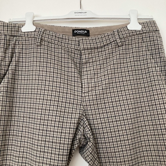 Dondup cotton blend pants, brown plaid, men's size 33 - Picture 1 of 8